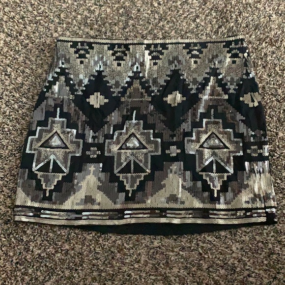 Express Aztec Sequin Mini Skirt - Picture 1 of 3